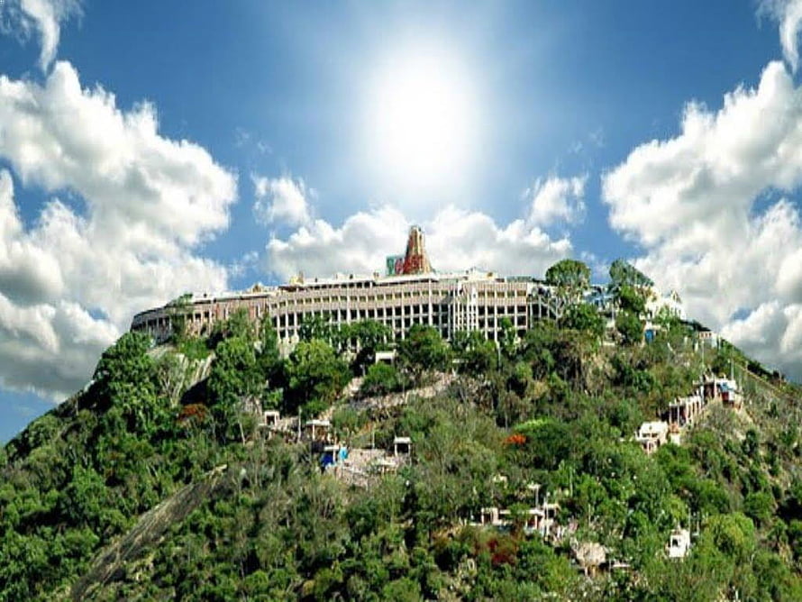 Tirumala Venkateswara Temple Complex on a Sunny Day with Blue Sky HD wallpaper