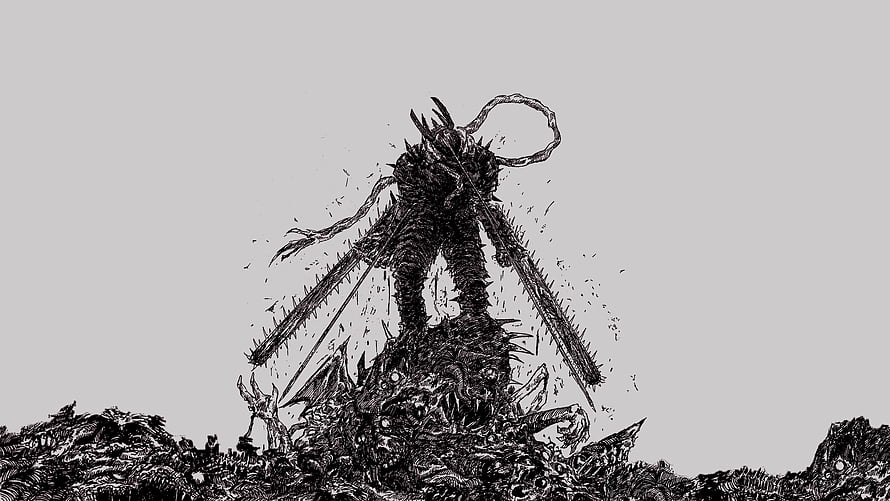 Chainsaw Man Fiend Monster Rising from Dark Debris in Black and White Ink Illustration, 34 Anime Chainsaw Man and Backgrounds, chainsaw man pc HD wallpaper