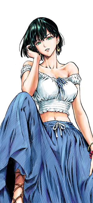 Fubuki from One Punch Man in a White Off-Shoulder Top and Blue Skirt, Fubuki One Punch Man anime girls 8strd 1978787 ... HD phone wallpaper