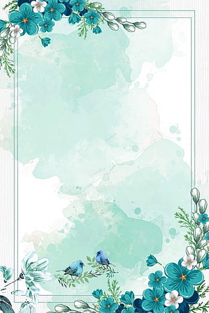 Elegant Blue Floral Watercolor Background with Birds HD phone wallpaper