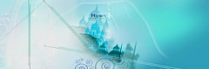 Ethereal Blue Fantasy Castle with Swirling Decorative Elements and Soft Misty Atmosphere HD wallpaper