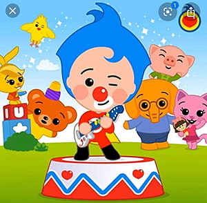 Plim Plim the Clown Playing Electric Guitar on Stage with Animal Friends HD wallpaper
