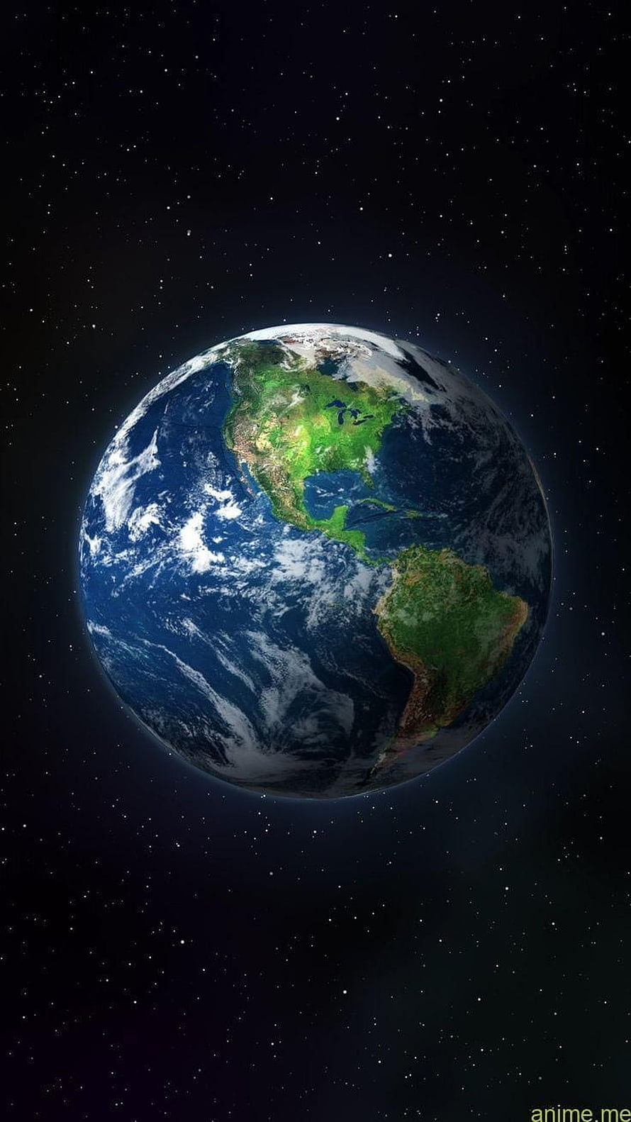Planet Earth View From Space With North And South America Visible Against A Starry Background HD phone wallpaper
