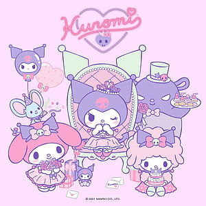 Kuromi Birthday Party Celebration with My Melody and Friends Sanrio Characters HD phone wallpaper