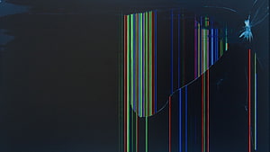 Abstract Glitch Art with Vertical RGB Color Bars on Dark Background HD wallpaper