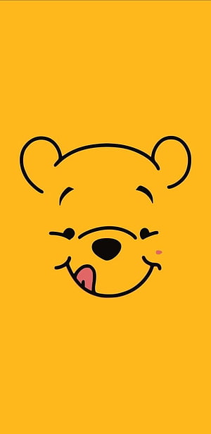 Cute Winnie the Pooh Line Art on Warm Yellow Background HD phone wallpaper