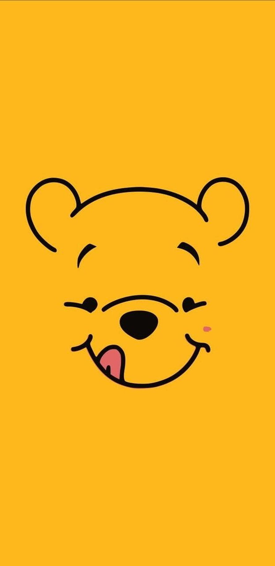 Cute Winnie the Pooh Line Art on Warm Yellow Background HD phone wallpaper