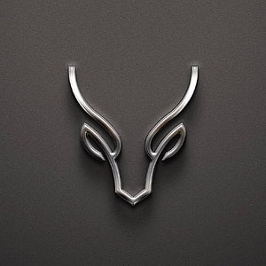 Sleek Metallic Markhor Antler Logo on Dark Textured Background HD phone wallpaper