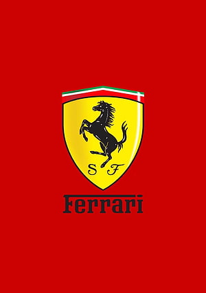 Classic Ferrari Prancing Horse Emblem on Vibrant Red Background HD phone wallpaper