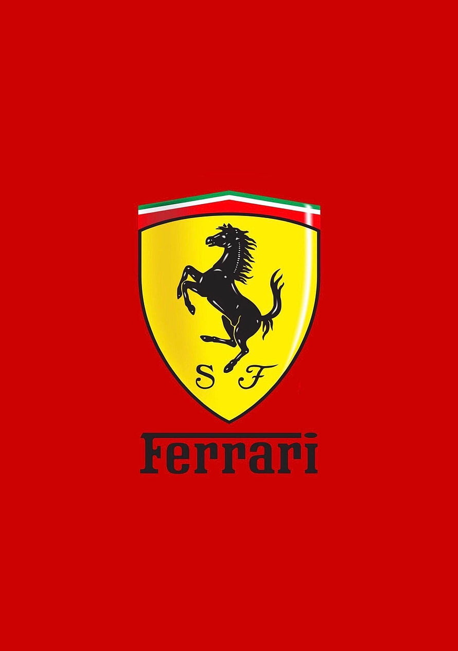 Classic Ferrari Prancing Horse Emblem on Vibrant Red Background HD phone wallpaper
