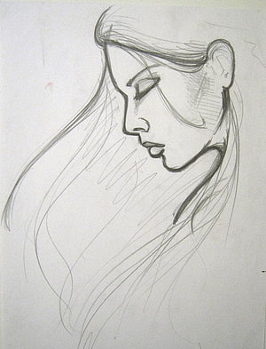 Pencil Sketch of a Woman in Profile with Long Hair, easy drawings of little girl, easy pencil drawings HD phone wallpaper