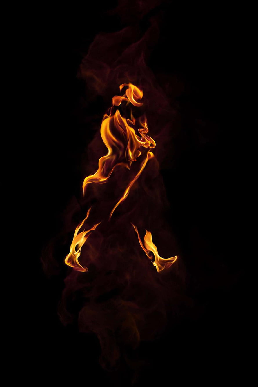 Elegant Flame and Smoke Plume on Black Background HD phone wallpaper
