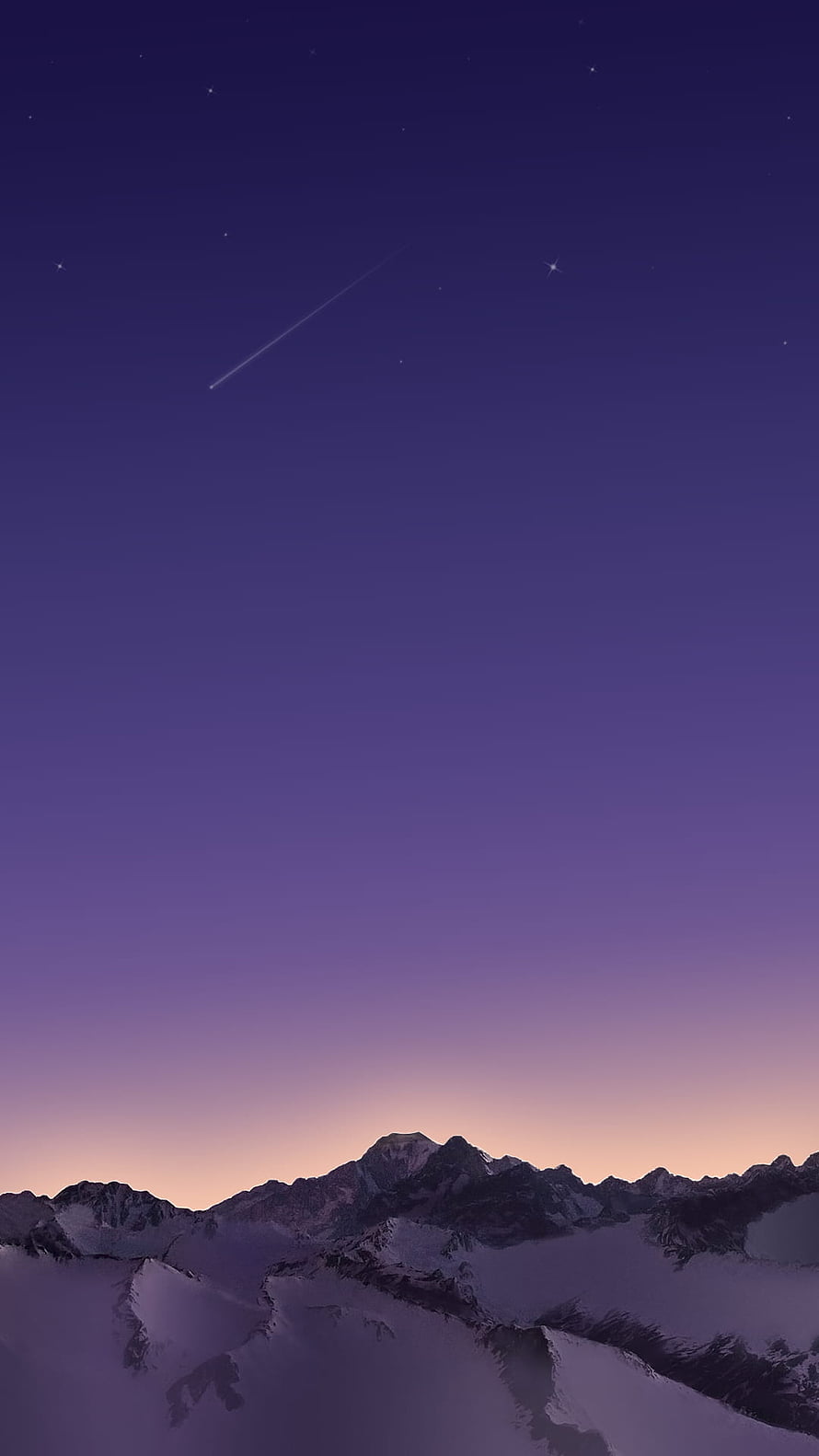 Shooting Star Over Snow-Capped Mountain Range at Twilight HD phone wallpaper