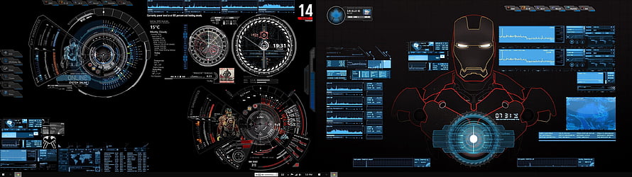 Iron Man HUD Interface with Dual Screen Dashboard and Tactical Display, Iron Man Dual Screen, iron man hud HD wallpaper