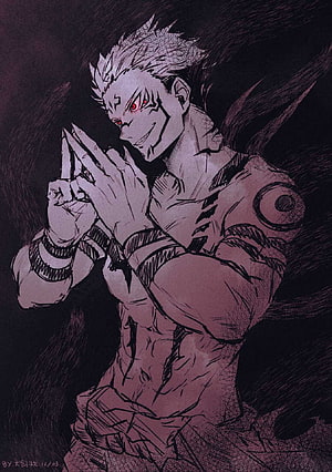 Ryomen Sukuna Jujutsu Kaisen Anime Character Illustration HD phone wallpaper