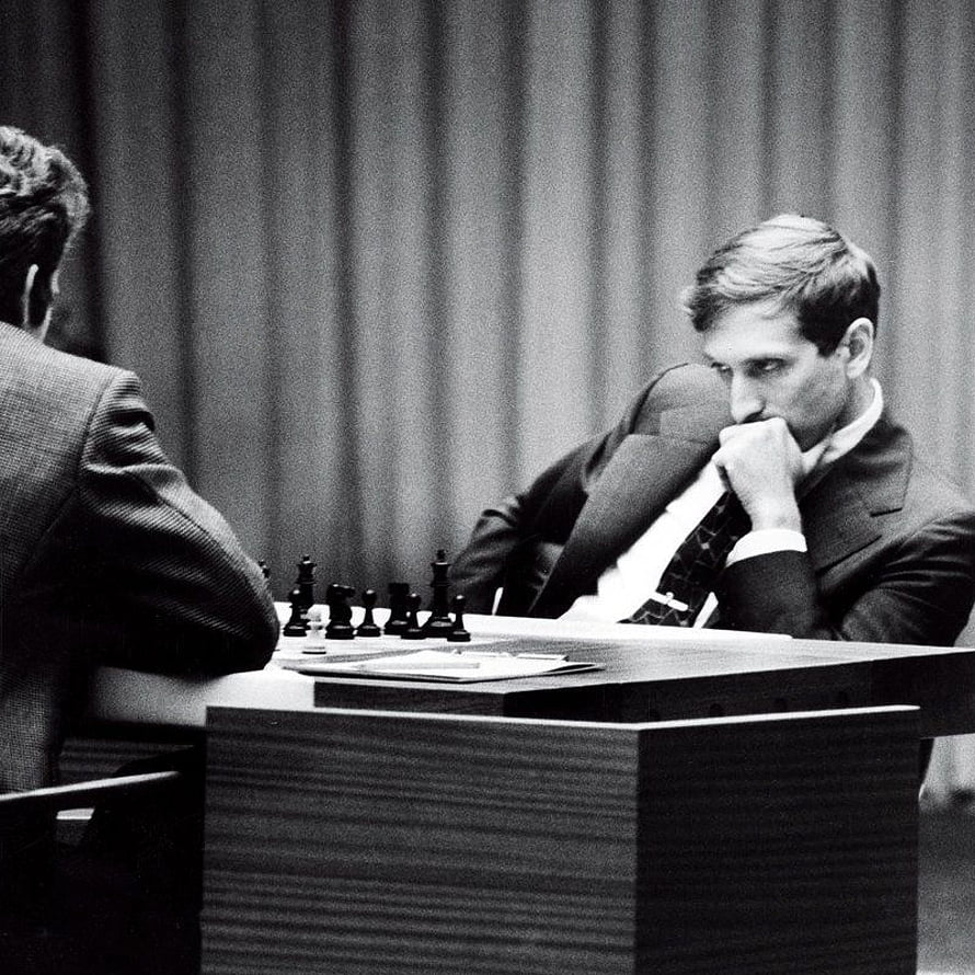 Bobby Fischer in Deep Concentration During a Classic Chess Match HD phone wallpaper
