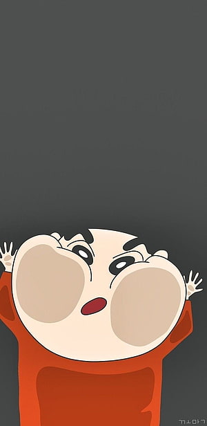 Crayon Shin-chan Anime Character Popping Out From Bottom With Cheeks Puffed Up HD phone wallpaper