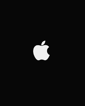 Minimalist White Apple Logo on Black Background HD phone wallpaper