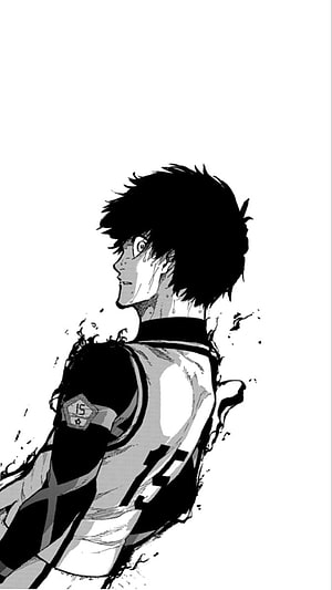 Black and White Anime Volleyball Player Manga Illustration, Isagi, blue lock manga HD phone wallpaper