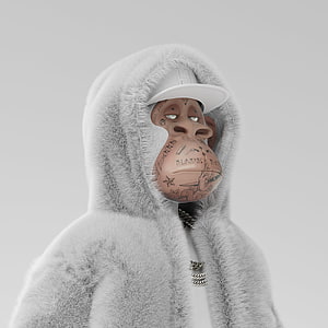 Hapebeast Prime NFT Character in White Fur Hoodie and Cap HD phone wallpaper