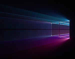 Windows 10 Default Dark Background with Neon Purple and Blue Geometric Grid HD wallpaper