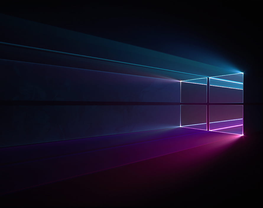 Windows 10 Default Dark Background with Neon Purple and Blue Geometric Grid HD wallpaper