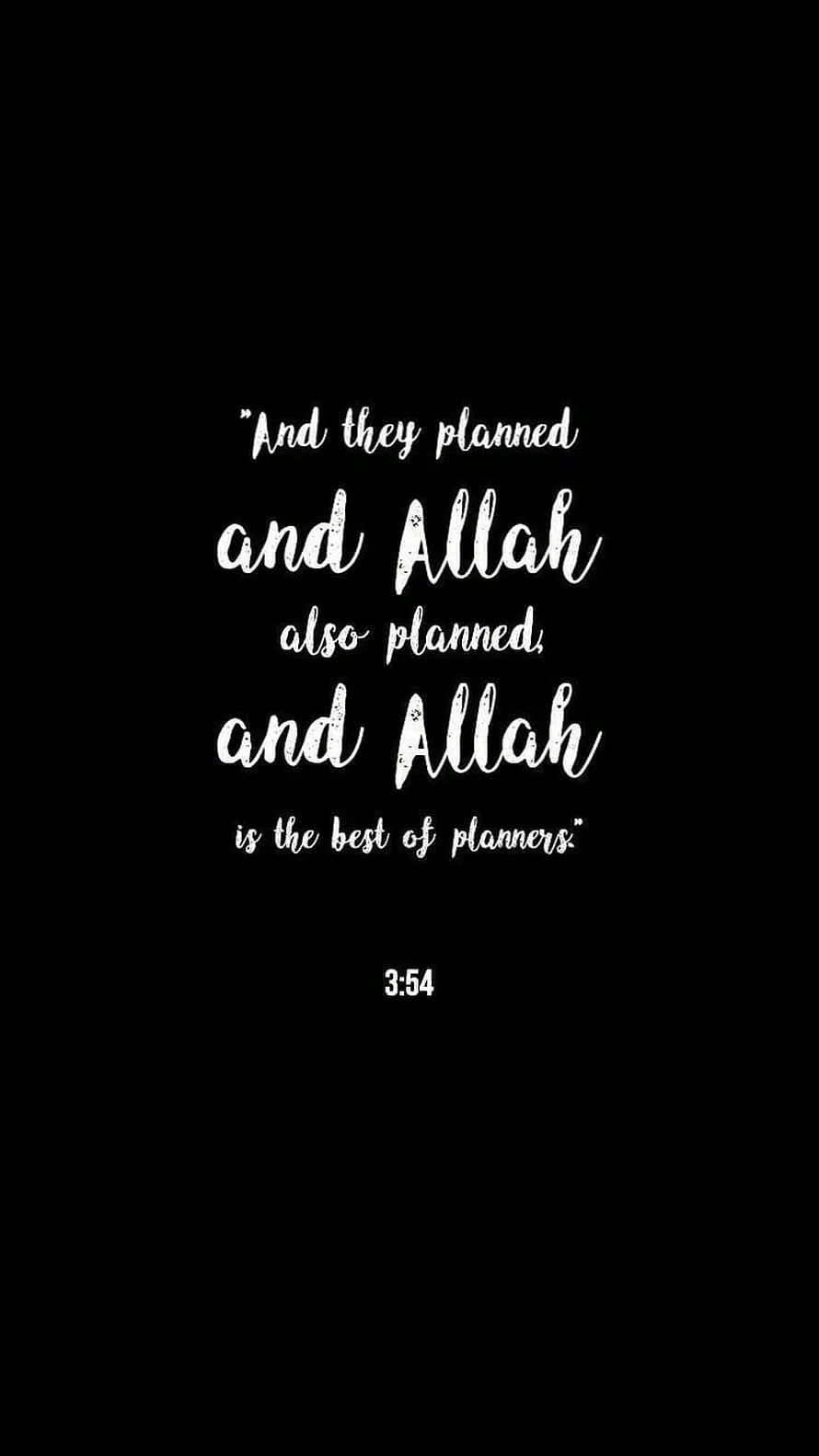 Quran 3:54 Calligraphy Quote on Black Background HD phone wallpaper