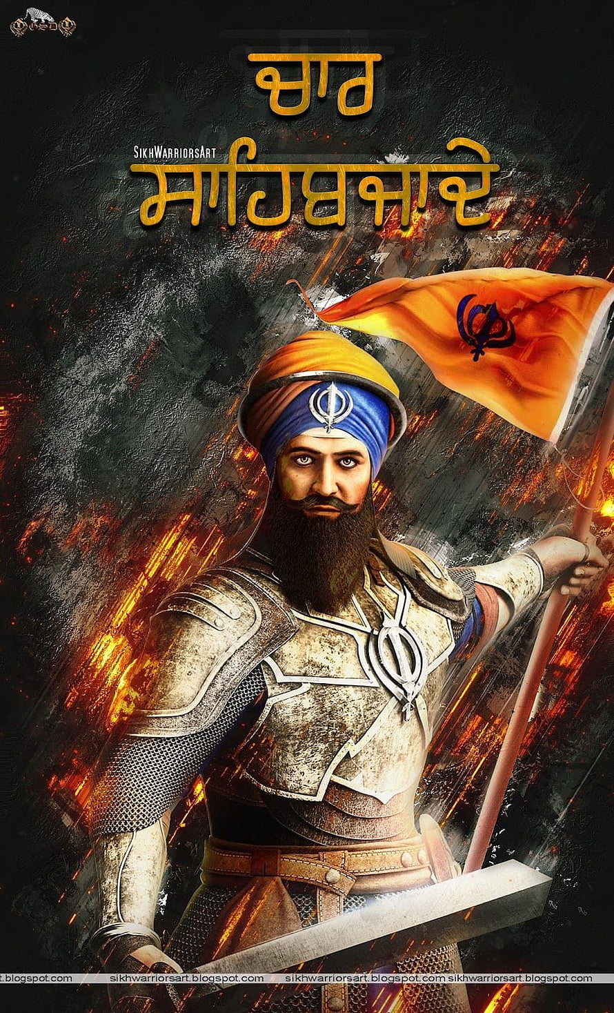 Banda Singh Bahadur Sikh Warrior in Armor Holding Nishan Sahib Flag HD phone wallpaper