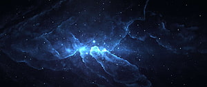Deep Space Nebula with Glowing Blue Gas Clouds and Scattered Stars HD wallpaper