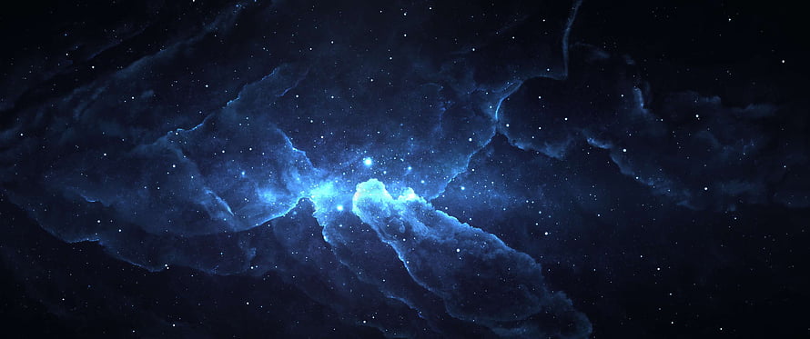 Deep Space Nebula with Glowing Blue Gas Clouds and Scattered Stars HD wallpaper