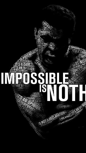 Muhammad Ali Word Art Portrait with Impossible Is Nothing Quote HD phone wallpaper