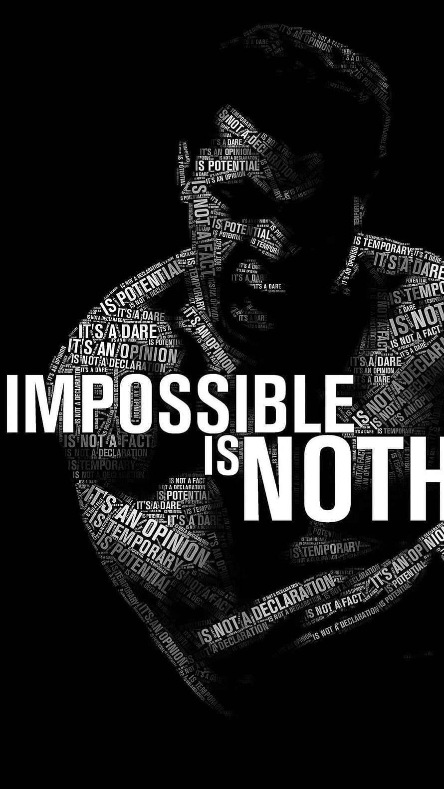 Muhammad Ali Word Art Portrait with Impossible Is Nothing Quote HD phone wallpaper