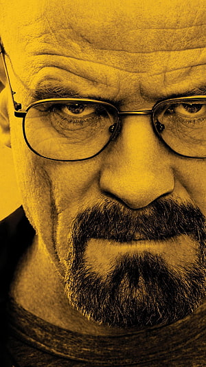 Breaking Bad Walter White Intense Close-Up Portrait in Golden Yellow Tint HD phone wallpaper
