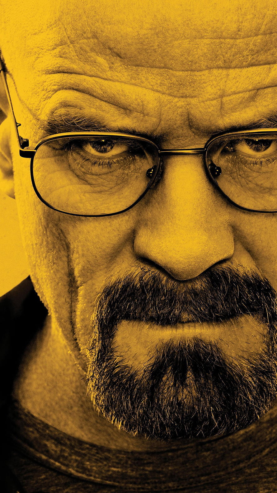 Breaking Bad Walter White Intense Close-Up Portrait in Golden Yellow Tint HD phone wallpaper