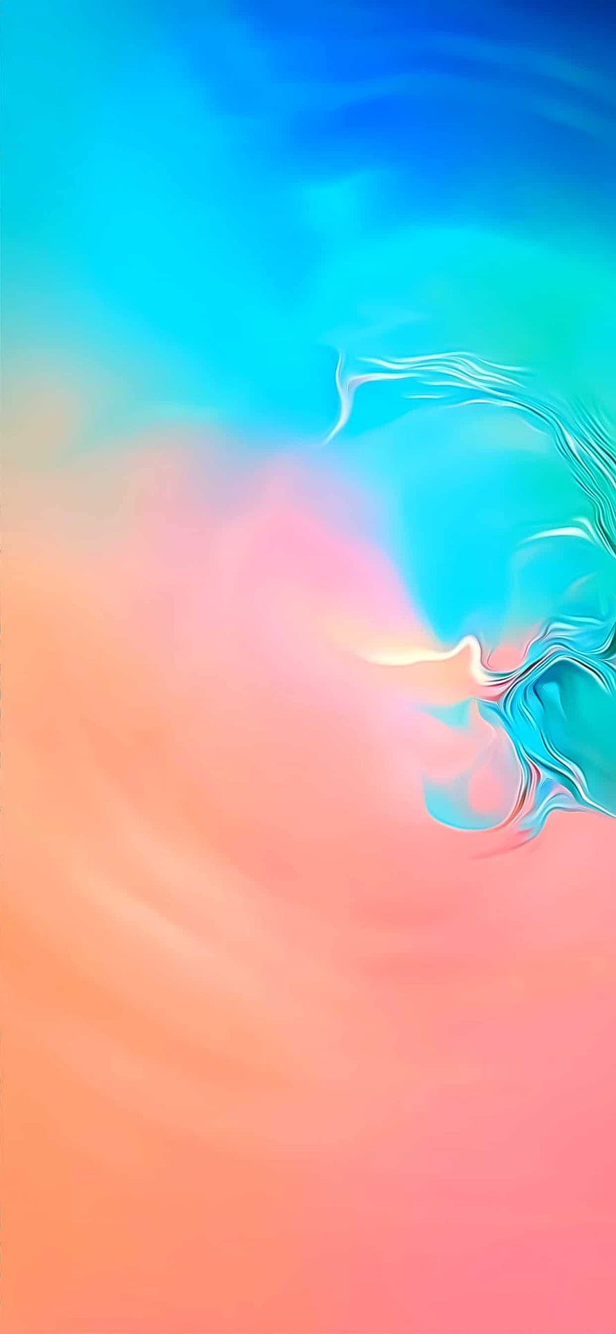 Samsung Galaxy S10 Plus Abstract Gradient Wallpaper with Flowing Cyan and Peach Hues HD phone wallpaper