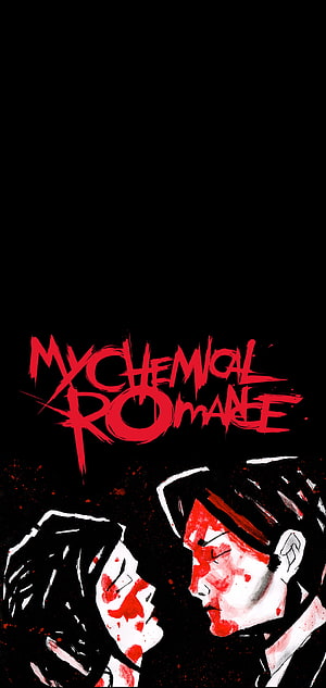 My Chemical Romance Stylized Portrait with Red Splatter on Black Background HD phone wallpaper