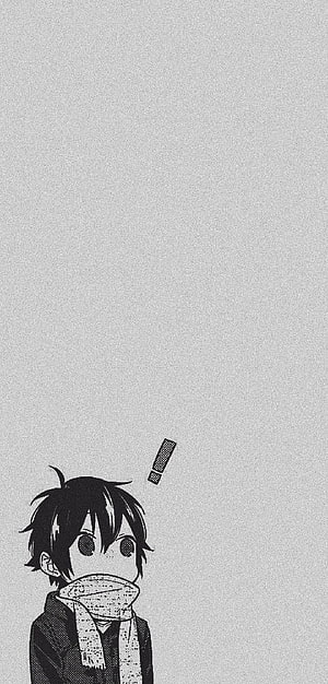 Miyamura from Horimiya in Black and White Manga Style with Scarf HD phone wallpaper