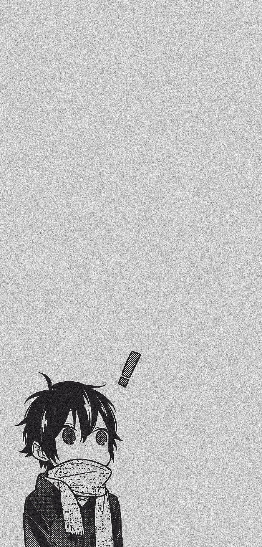 Miyamura from Horimiya in Black and White Manga Style with Scarf HD phone wallpaper