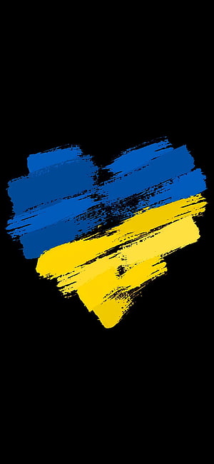 Ukrainian Flag Heart Brushstroke Design on Black Background HD phone wallpaper