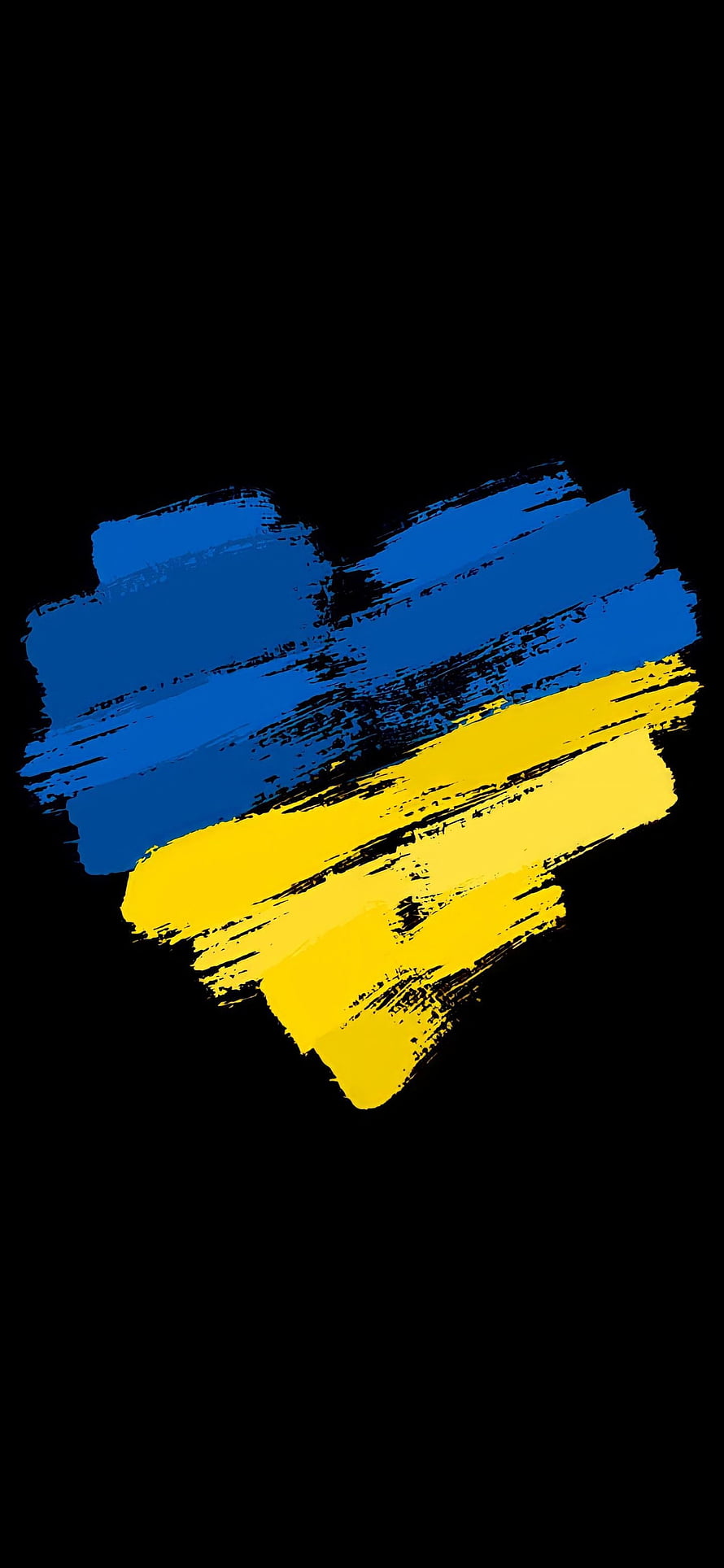 Ukrainian Flag Heart Brushstroke Design on Black Background HD phone wallpaper