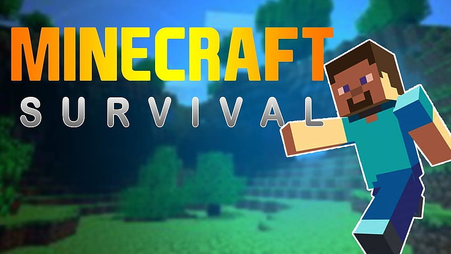 Minecraft Steve Character Running in Blocky Forest Landscape HD wallpaper