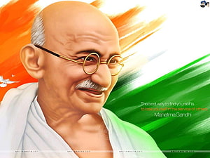 Mahatma Gandhi Portrait With Indian Flag Background And Inspirational Quote HD wallpaper