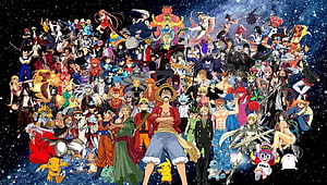 Shonen Jump Anime Character Collection Against Starry Night Sky HD wallpaper