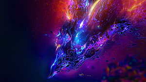 Abstract Cosmic Fluid Art With Neon Purple And Blue Liquid Swirls HD wallpaper