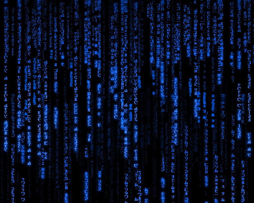 Blue Digital Matrix Code Rain Abstract Technology Background HD wallpaper