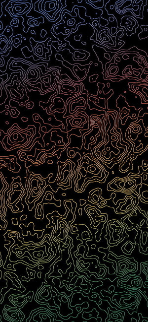 Rainbow Gradient Topographic Contour Lines on Black Background HD phone wallpaper
