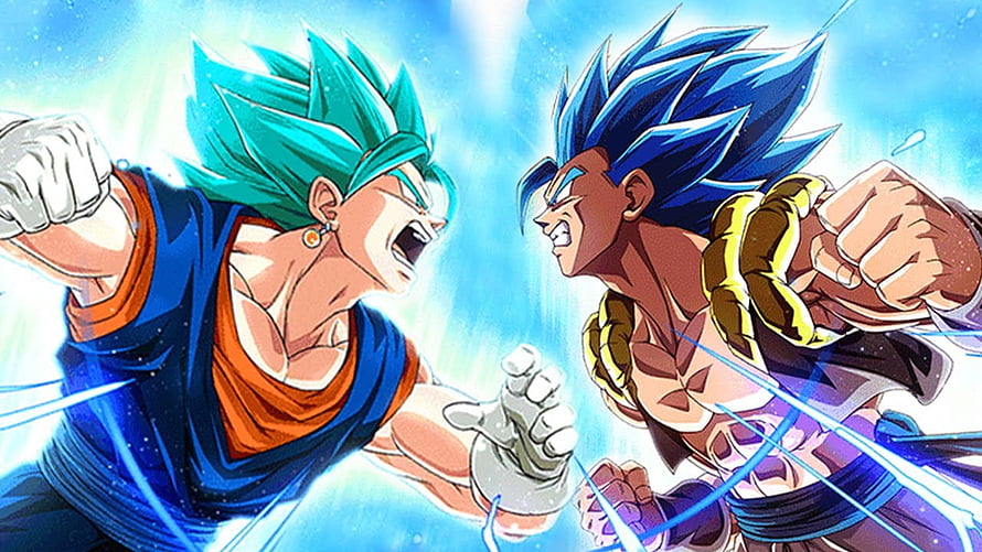 Vegito and Gogeta Super Saiyan Blue Battle in Dragon Ball Super Anime Art HD wallpaper