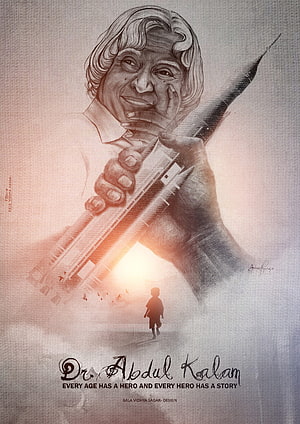 Dr. Abdul Kalam Inspirational Artwork with Rocket and Child Silhouette HD phone wallpaper