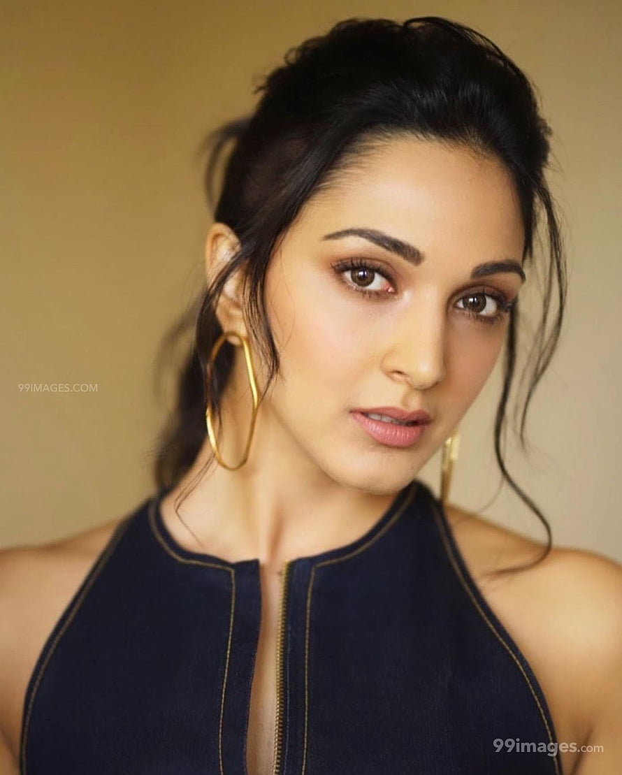 Kiara Advani Portrait in Navy Halter Top with Gold Hoop Earrings HD phone wallpaper