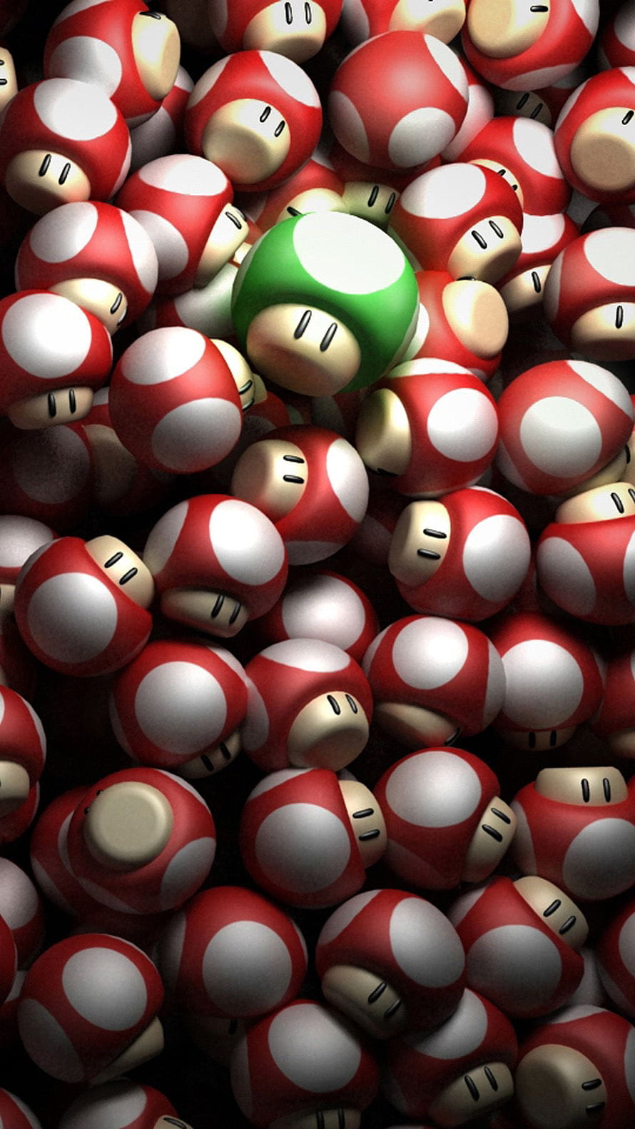 Super Mario Mushroom Power-Up Collection with Green Star Feature HD phone wallpaper